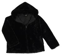 Černá kožešinová podšitá bunda s kapucí City Comfort 