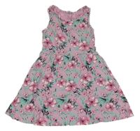 Svetloružové bavlnené šaty s kvetmi Kiki&Koko