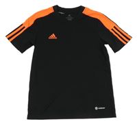 Černo-neonově oranžové sportovní funkční tričko Adidas