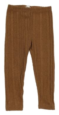 Hnedé rebrované pletené legíny Shein