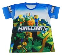 Modro-bílo-zelené tričko Minecraft 