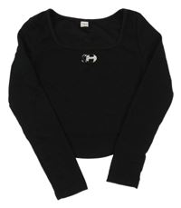 Černé vzorované crop triko se sponou Shein