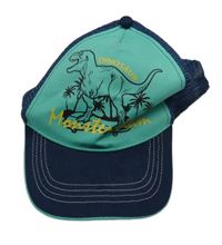 Tmavomodro-zelená kšiltovka s dinosaurem 