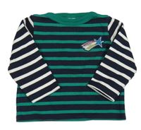 Tmavomodro-zeleno-biela pruhovaná mikina s kometou Petit Bateau
