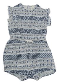 Bielo-modrý vzorovaný kraťasový overal H&M