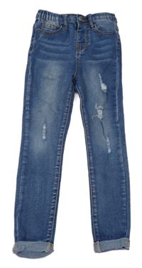 Tmavomodré skinny rifle s vyšúchaním Shein