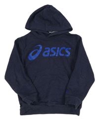 Tmavomodrá mikina s logem a kapucí Asics