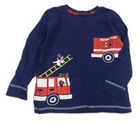 Tmavomodré pyžamové tričko s hasiči impidimpi