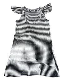 Čierno-biele pruhované šaty s volánikmi M&S