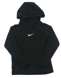Černé funkční sportovní mikinotriko s logem a kapucí Nike 