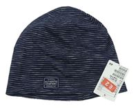 Tmavomodro-biela pruhovaná melírovaná čapica s nášivkou H&M