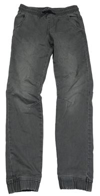 Tmavosivé cuff slim teplákové rifle Denim Co.