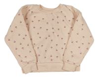 Svetloružová crop mikina s kvietkami PRIMARK