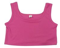 Tmavoružový rebrovaný crop top SHEIN