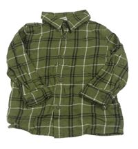 Khaki-černo-bílá kostkovaná košile KANZ