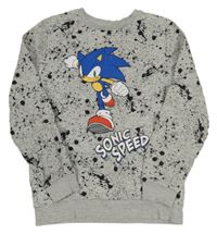 Šedá melírovaná mikina se Sonicem a černými skvrnkami George