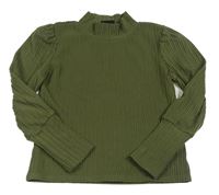 Khaki rebrovaný svetrový rolák Page one young