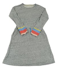 Šedo-černé melírované teplákové šaty s kapsou a pruhy Johnnie b