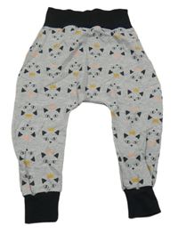 Šedo-černé melírované turecké tepláky s kočičkami 