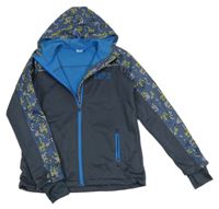 Tmavošedá softshellová bunda se vzorem a kapucí crivit