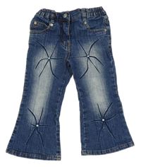 Tmavomodré flare rifle s kamienkami PRETTY GIRL