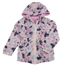 Lila šusťáková jarní parka s Minnie a motýlky a kapucí Disney