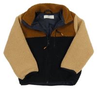 Černo-hnědo-béžová huňatá podšitá bunda H&M
