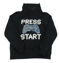 Černá mikina s ovladačem a nápisy a komínovým límcem H&M