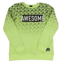 Neónově zelená mikina s nápismi Chapter young