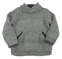 Sivý melírovaný vlnený sveter ZARA