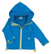 Modrá šušťáková jarná bunda s odopínacíá kapucňou