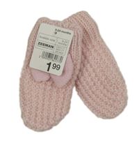Nové - světlerůžové vzorované rukavice s mašlí a třpytkami ZEEMAN