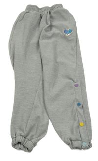 Sivé melírované rebrované tepláky s metalickým srdiečkom