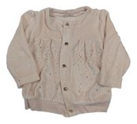 Svetloružová zamatová prepínaci mikina s kamienkami Bonne