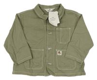 Nové - khaki rifľová bunda s nášivkou a golierikom H&M
