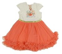 Nové - bílo-korálové šaty s dívkami a tylem s kanýrky Gillian's Closet