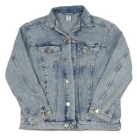 Modrá plesňová rifľová bunda s obrázkami a golierikom H&M