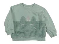 Světleolivovošedá mikina s jednorožcom a kožešinou George