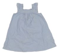 Modro-biele pruhované krepové šaty s volánikmi Impidimpi