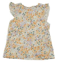 Smotanové tričko s kvietkami a volánikmi lupilu