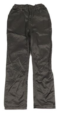Tmavosivé saténové nohavice s mašľami H&M