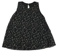 Černá třpytivě vzorovaná plisovaná letní tunika 
