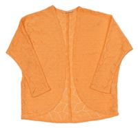 Neónově oranžový ažurový úpletový cardigan H&M