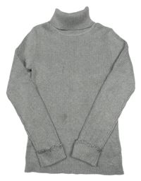Sivý melírovaný rebrovaný svetrový rolák PRIMARK