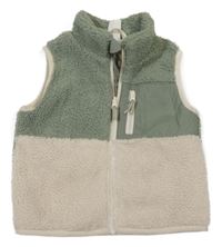 Kaki-smotanová huňatá podšitá vesta H&M