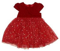 Červené tylovo/sametové šaty s hviezdičkami Matalan