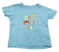 Modré tričko s nápismi a zvieratkami Pep&Co