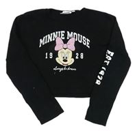 Čierne crop tričko s nápisema Minnie Disney