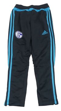 Antracitové fotbalové funkční tepláky - Schalke 04 Adidas