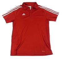 Červené sportovní funkční polo tričko s logem Adidas